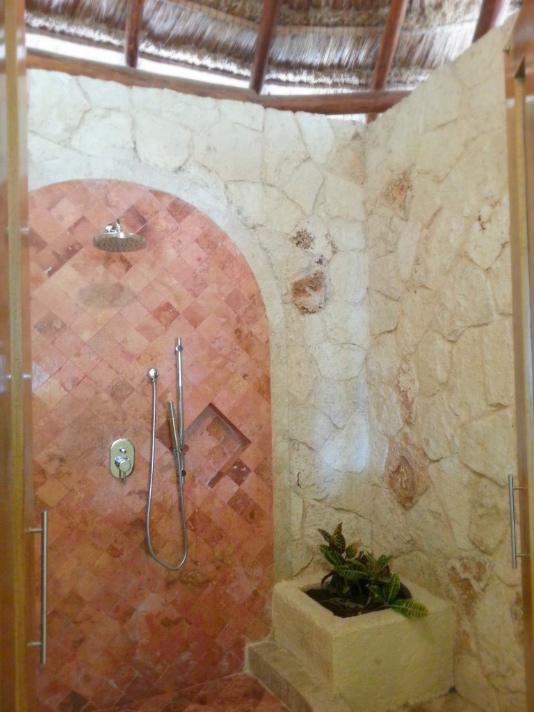 Outdoor shower in the Laguna Villa suite, Grand Riviera Princess resort, Playa Del Carmen, Mexico